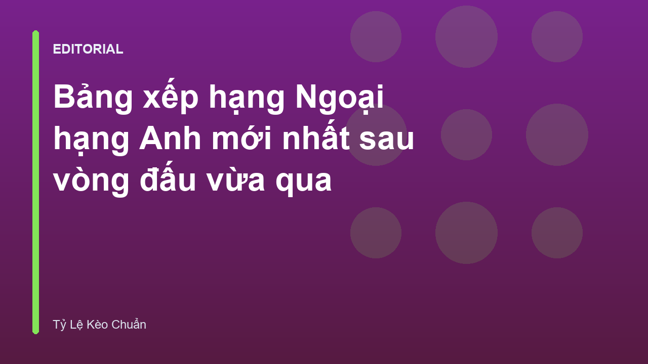 Bảng xếp hạng Ngoại hạng Anh mới nhất